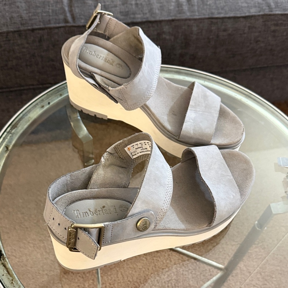 Timberland Women's Light Gray Wedge Sandals